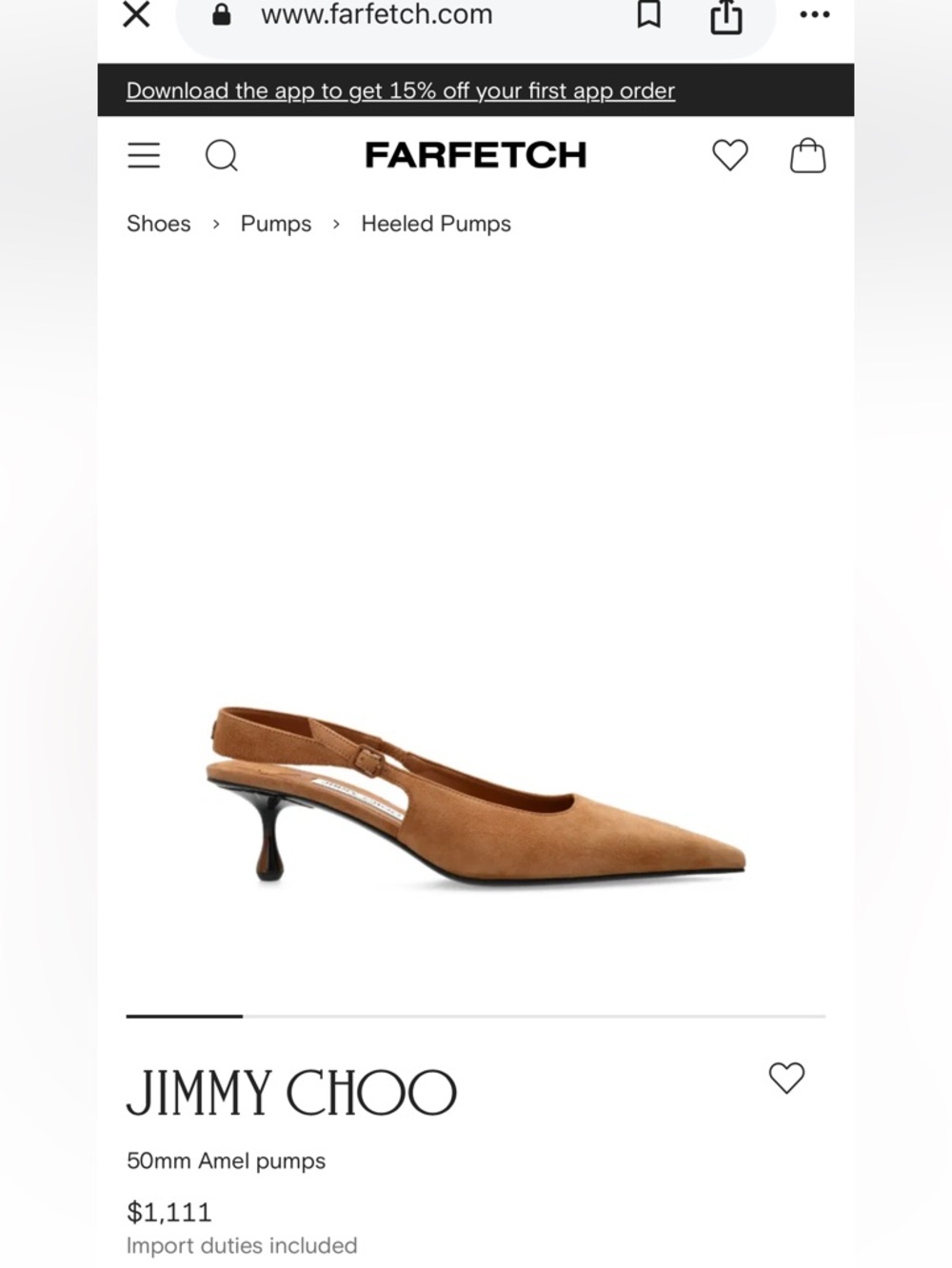 Jimmy Choo Amel Brown Suede Pointed-Toe Slingback Pumps - Picture 7 of 8